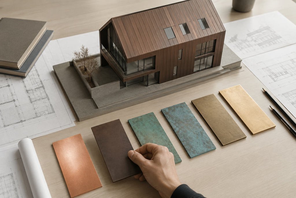 Образцы архитектурной меди Aurubis Nordic Copper для кровли и фасада